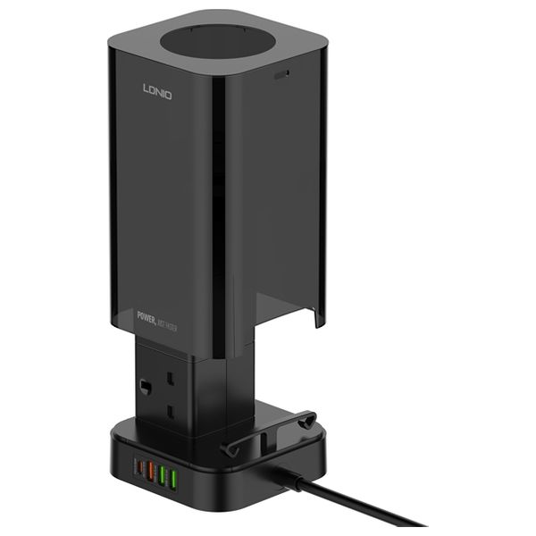  Ldnio - 6 AC Tower Extension Power Socket - with USB & Wireless Charging - Black 