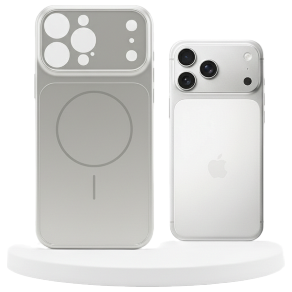 حافظة موبايل اذر لجهاز ايفون 17 برو ماكس  مع خاصية الماك سيف - سلفر