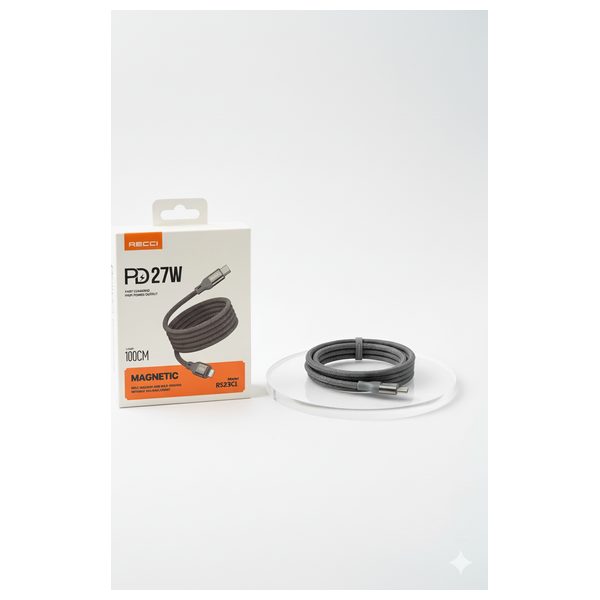  كيبل مغناطيسي ريتشي - لايتنينج الى يو اس بي سي - 27 واط - اسود 