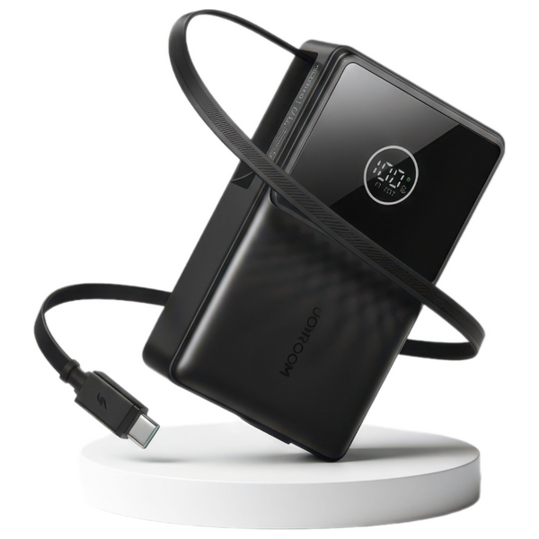 Joyroom - Power Bank - 10000 mAh - Fast Charging 22.5W - Built-in Retractable Cable - Black