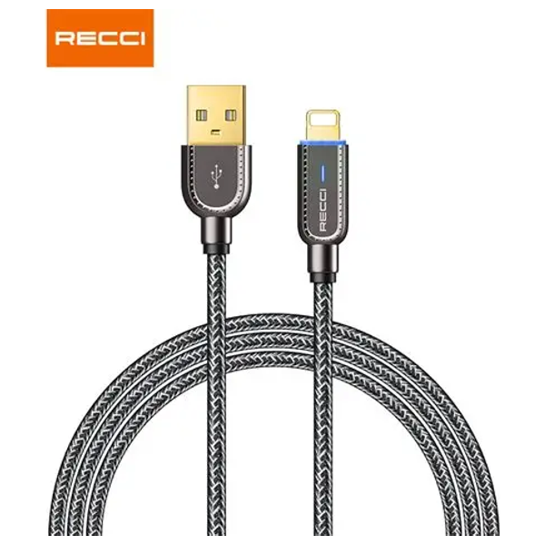  كابل  ريسي - RS02C - إيقاف التشغيل الذكي  يو إس بي-أي إلى لايتنينغ - طول 1 متر - أسود 