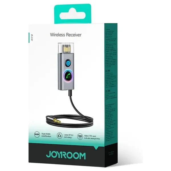  مستقبل صوت لاسلكي جيروم - تحويل الأجهزة السلكية إلى بلوتوث - دعم 10 أمتار - وضع Bass قوي - إضاءة ليد - اسود 