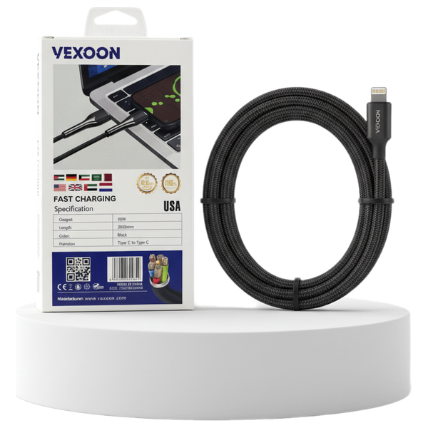  Vixion A56 USB-C to Lightning Cable - 2m - 69W - Black 
