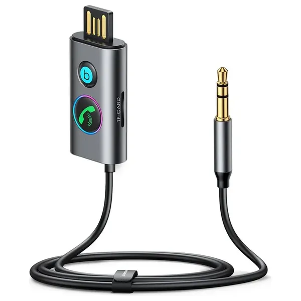  مستقبل صوت لاسلكي جيروم - تحويل الأجهزة السلكية إلى بلوتوث - دعم 10 أمتار - وضع Bass قوي - إضاءة ليد - اسود 