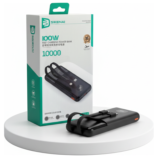  SIKENAI - Power Bank - 10000mAh - Fast Charging -  Black 