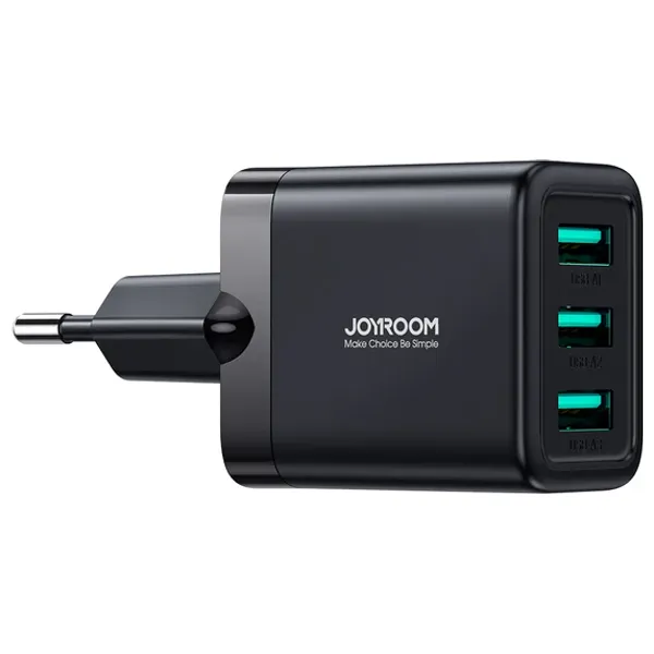  Joyroom - Wall Charger - 3-Port USB Smart Charger - 17W - Black 