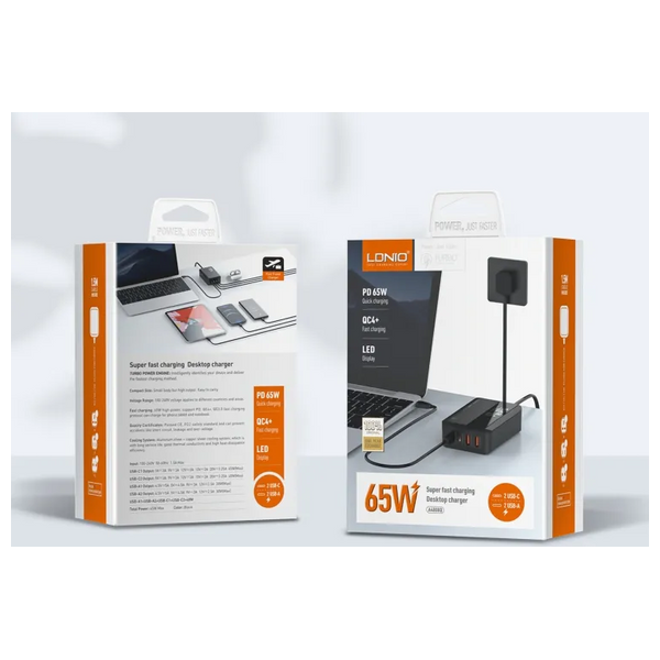  شاحن مكتبي لدنيو - 65 واط - شحن سريع - اسود 
