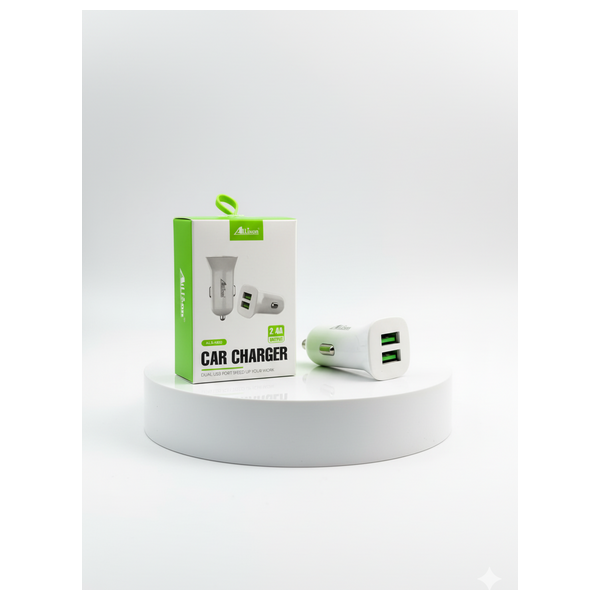 شاحن سيارة Allison - منفذ يو اس بي اي مزدوج - شحن سريع وآمن - ابيض