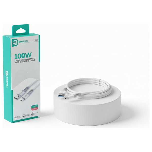  SIKENAI - USB-A to USB-C Cable - 1.2m - 100W - White 