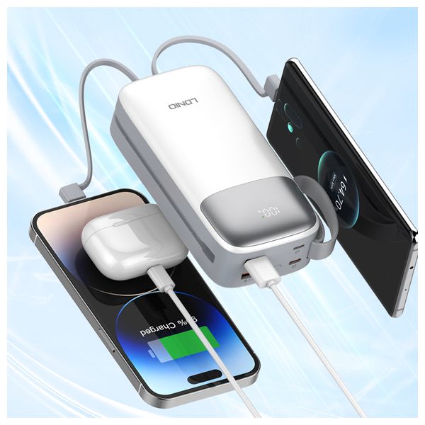  شاحن محمول لدنيو  - 30000 مللي امبير - 111 واط - ابيض 