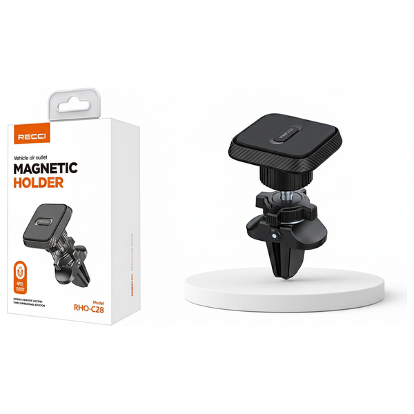  Recci - Vehicle Air Outlet Magnetic Holder - 360° Rotatable & Secure - Strong magnetic suction for secure device hold - Black 