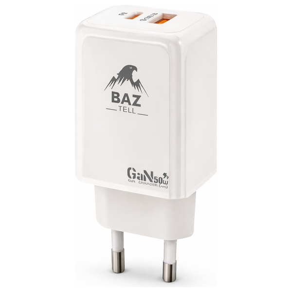  BAZ BA143 -  Wall Charger -50W - 2 Ports - Black 