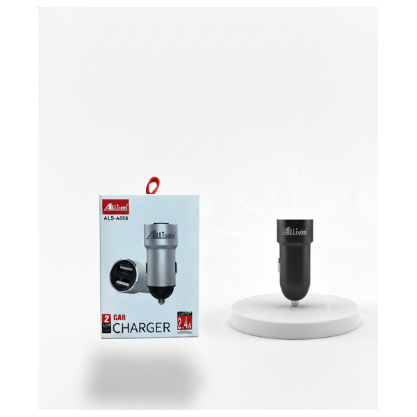 شاحن سيارة Allison - منفذ يو اس بي اي مزدوج - شحن سريع ومستقر - اسود