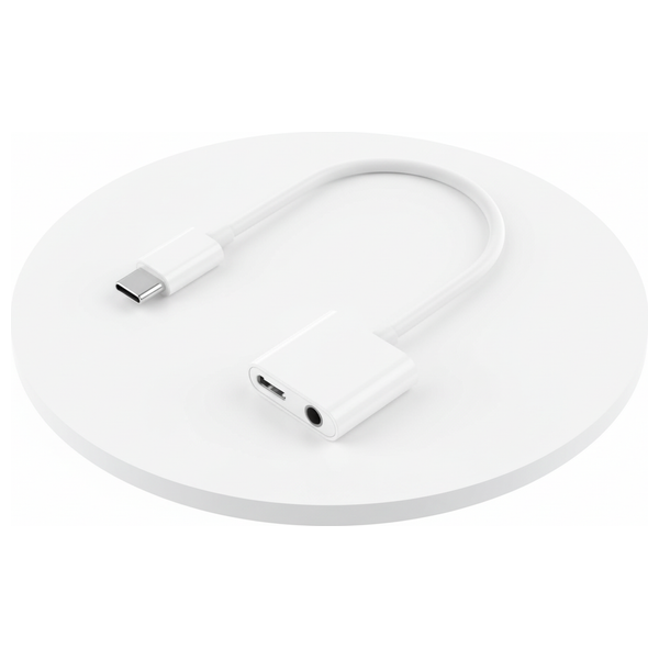  SIKENAI - USB-C to AUX & USB-C Audio Adapter - 2-in-1 - White 