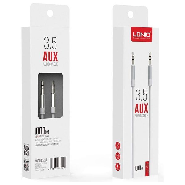  كيبل لدنيو - كيبل صوت اوكس 3.5 مم - 1 متر - ابيض 