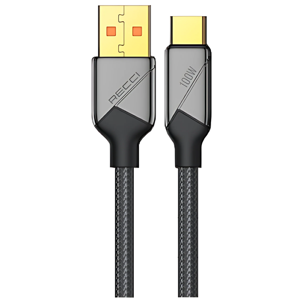  كابل ريسي - USB-A إلى USB-C - أسود بقدرة 100 واط - 1.5 متر - RS18C 