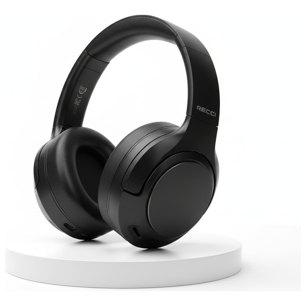  سماعة رأس بلوتوث فوق الأذن ريتشي REP-W86 - إلغاء الضوضاء النشط (ANC) - عمر البطارية يصل إلى 45 ساعة - أسود 