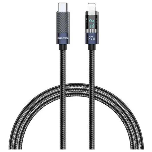  كابل كريستال ريسي - RS16CL - تايب-سي إلى لايتنينغ - 1.2M - أسود 