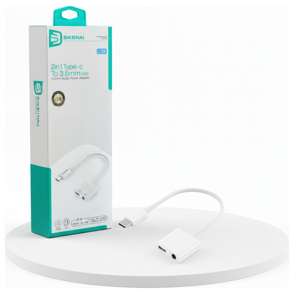  SIKENAI - USB-C to AUX & USB-C Audio Adapter - 2-in-1 - White 