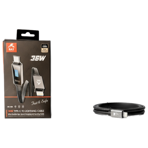  BAZ - USB-C to Lightning Cable - 36W High-Speed - 1 m - Black 