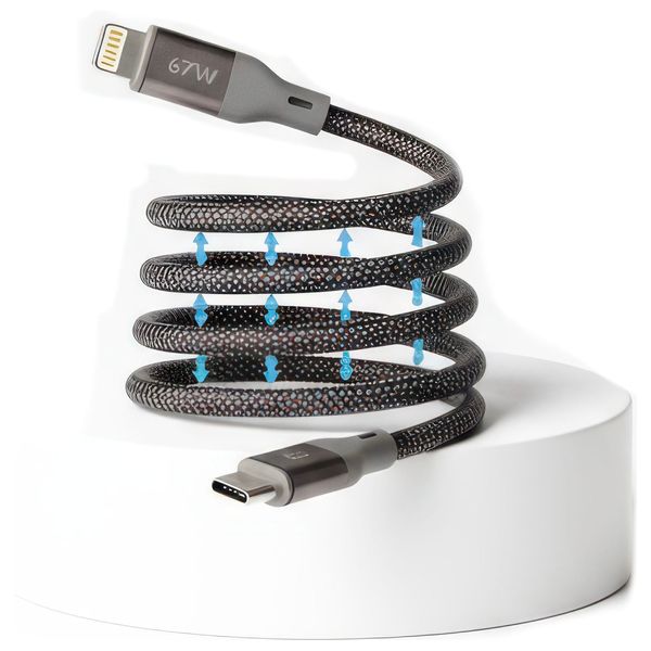 كيبل شحن سريع من باز من نوع يو اس بي سي إلى يو اس بي سي - يوفر شحنًا سريعًا بقدرة 36 ​​واط - بطول متر واحد - رمادي