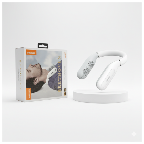  مكبر صوت لاسلكي حول الرقبة ريتشي Beethoven - بلوتوث 5.2 ومحمول - مقاومة للماء بتصنيف IPX4 - أبيض 