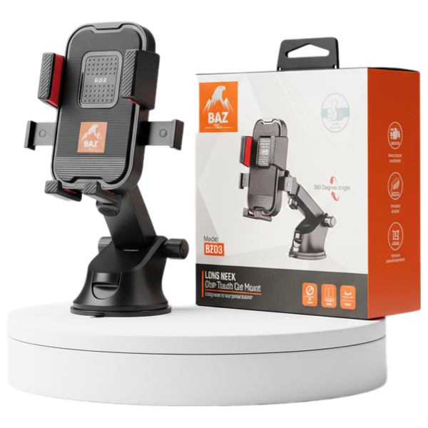  BAZ Long Neck BZ03 – Car Phone Holder – Black 
