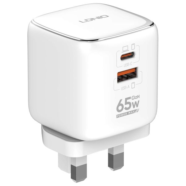  شاحن جداري لدنيو - بقدرة 65 واط - شحن سريع - ابيض 