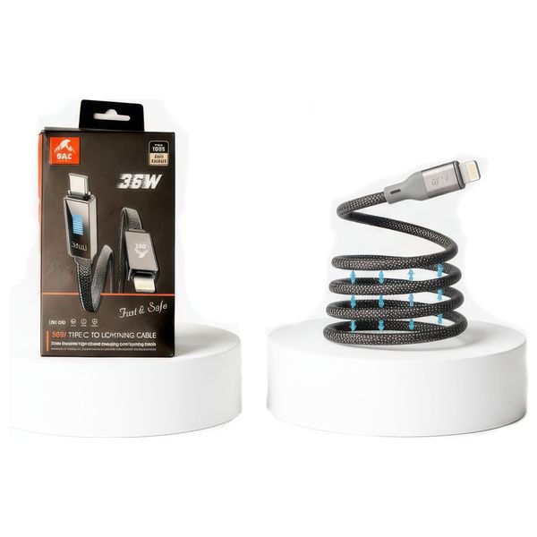 كيبل شحن سريع من باز من نوع يو اس بي سي إلى يو اس بي سي - يوفر شحنًا سريعًا بقدرة 36 ​​واط - بطول متر واحد - رمادي