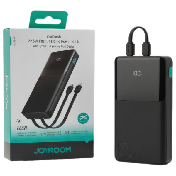  Joyroom - Power Bank -  Digital display with Dual Cable - 10000 mAh - Black 