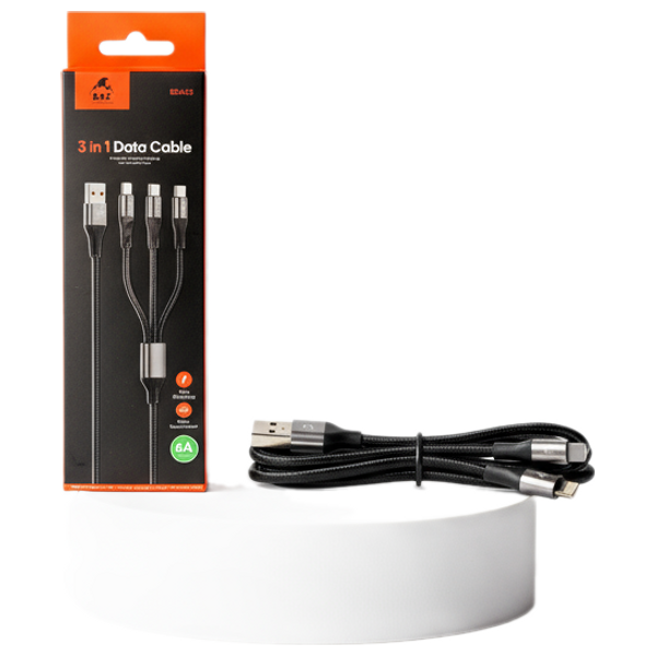 BAZ - Fast Charging & Data Transfer - Multi-Device Compatible - 3-In-1 - Black