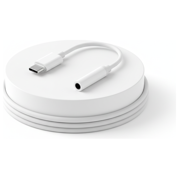  SIKENAI - USB-C to Headphone Jack Adapter 3.5mm - Twisted/braided wire - White 