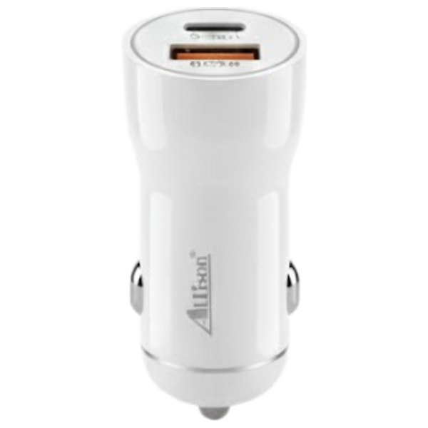 شاحن سيارة Allison - بقوة 48 واط - شحن فائق السرعة - ابيض