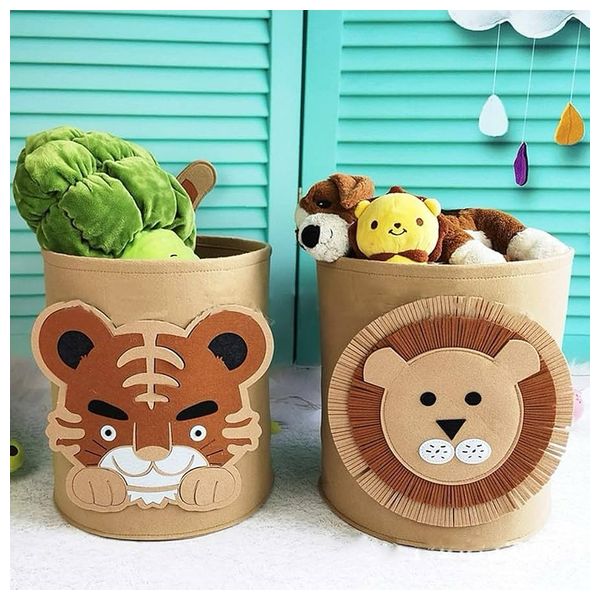  Toy Basket For Kids - Lion Shape -  Light Brown 