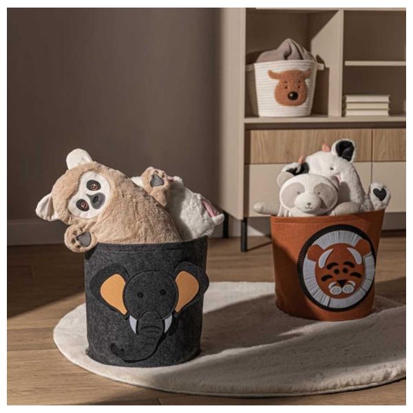  سلة تخزين العاب للاطفال على شكل نمر - بني 
