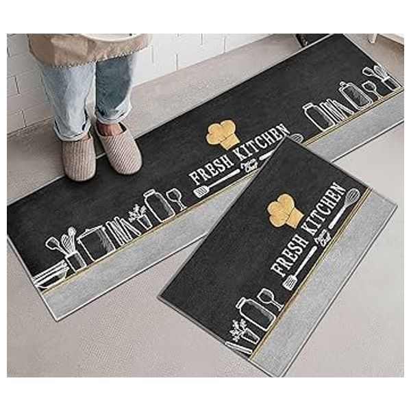  Kitchen Absorbent Matt Set - Carbon Black 