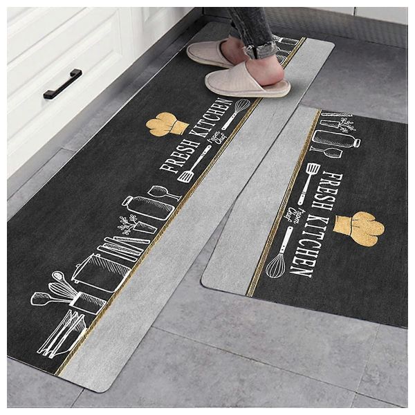  Kitchen Absorbent Matt Set - Carbon Black 