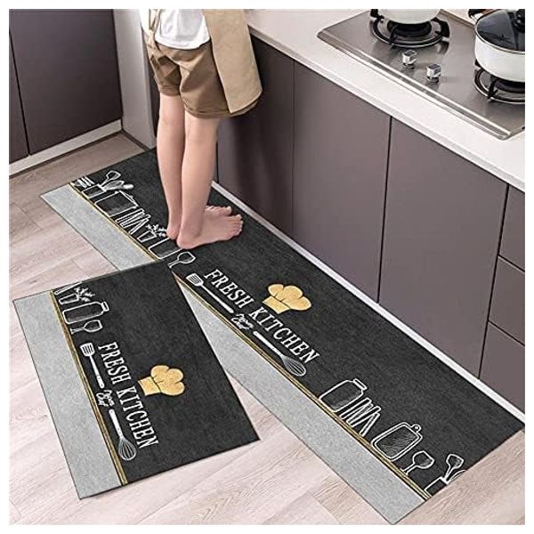  Kitchen Absorbent Matt Set - Carbon Black 