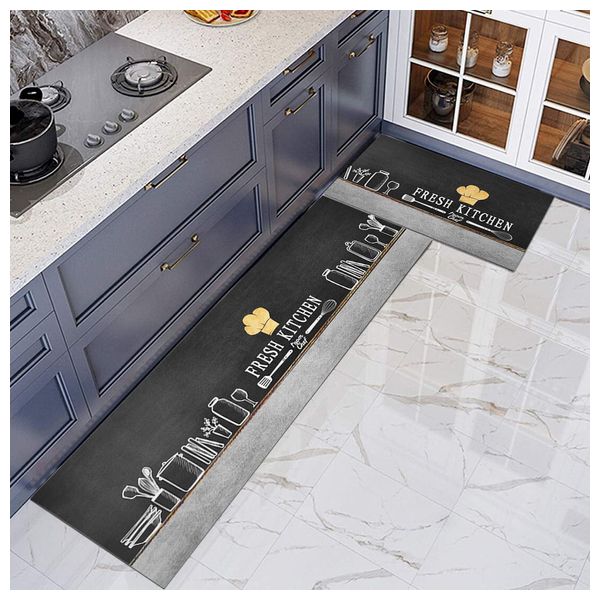  Kitchen Absorbent Matt Set - Carbon Black 