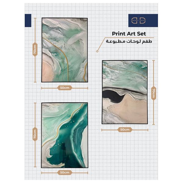  Dreamy decor Set of 3 Framed Prints - 70x 50cm - Blue 