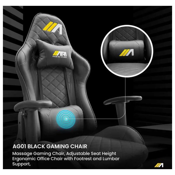  Ari Gaming ARI-CHAIR-ZO10 Gaming Chair - Luxurious and Comfortable Design - Massage and Extendable Footrest - Reclines up to 180° 
