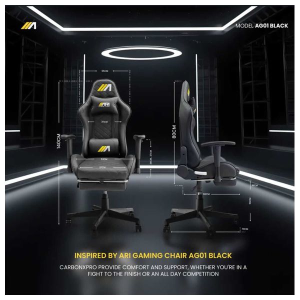  Ari Gaming ARI-CHAIR-ZO10 Gaming Chair - Luxurious and Comfortable Design - Massage and Extendable Footrest - Reclines up to 180° 