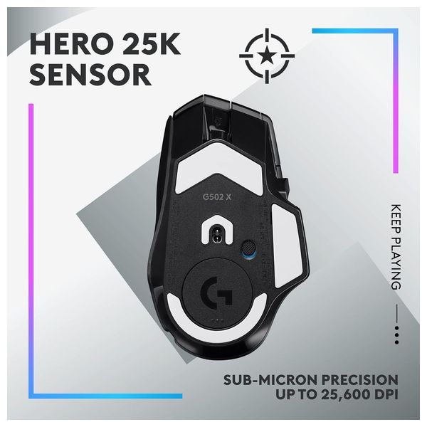 Logitech G502XB Gaming Mouse - Wireless - Customizable RGB Lighting - Black