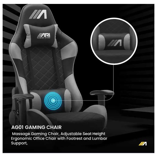  Ari Gaming ARI-CHAIR-ZO07 Gaming Chair - Luxurious and Comfortable Design - Massage and Extendable Footrest - Reclines up to 180° 