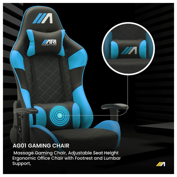  Ari Gaming ARI-CHAIR-ZO04 Gaming Chair - Luxurious and Comfortable Design - Massage and Extendable Footrest - Reclines up to 180° 