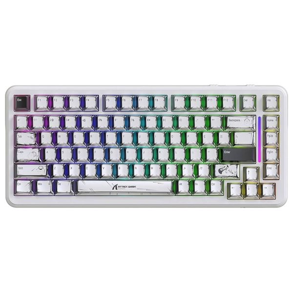 Attack Shark X82 HE Gaming Keyboard - Wireless - RGB Lighting - 83 Keys - White