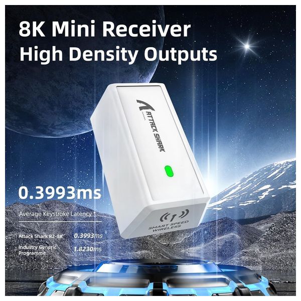  Attack Shark R6 Gaming Mouse - 42,000 DPI Sensor - Wireless - White 