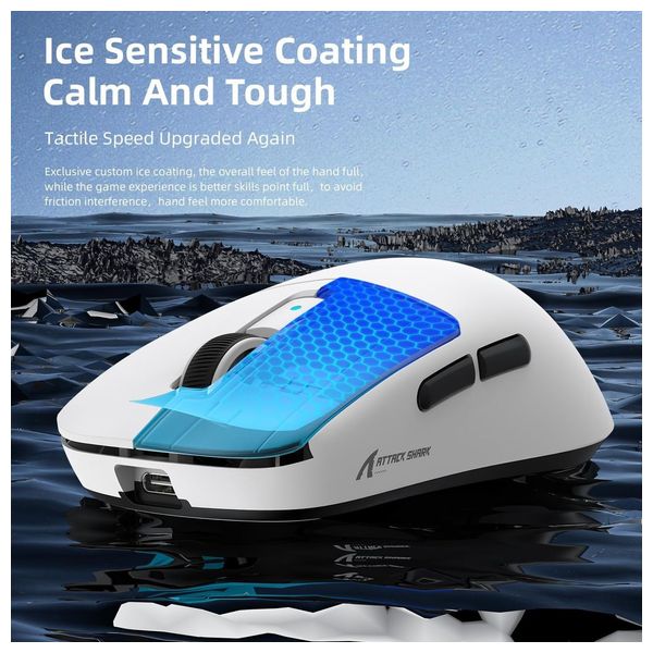  Attack Shark R6 Gaming Mouse - 42,000 DPI Sensor - Wireless - White 