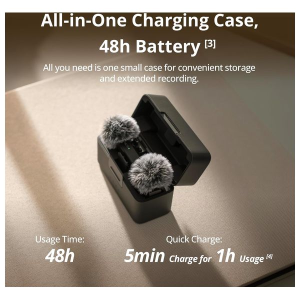  DJI Mic Mini Wireless Microphone System - Weight 10g - Battery life up to 48 hours - Range 400m - Charging Case 