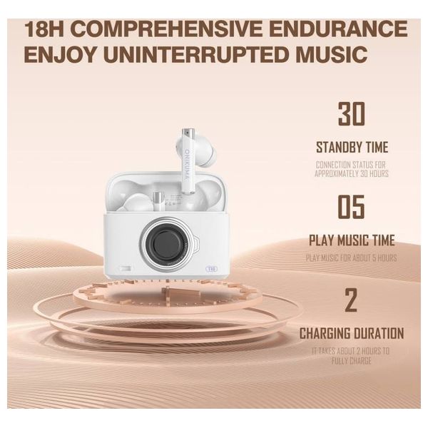  سماعات أذن لاسلكية للألعاب أونيكوما T18 - صوت نقي وغامر، صوت متوازن مع عزل جيد للضوضاء - أبيض 